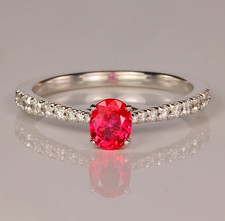 Fine Mozambique Red Ruby For Anniversary Ring Oval Cut, Bridal Ring 11x9 MM