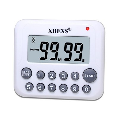 XREXS Digital Kitchen Timer Magnetic Countdown Up Cooking Clock White