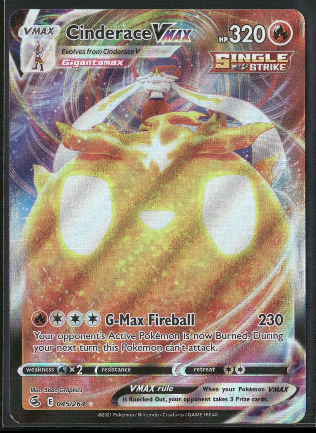 Cinderace VMAX Holo Ultra Rare SWSH08: Fusion Strike 045/264 NM