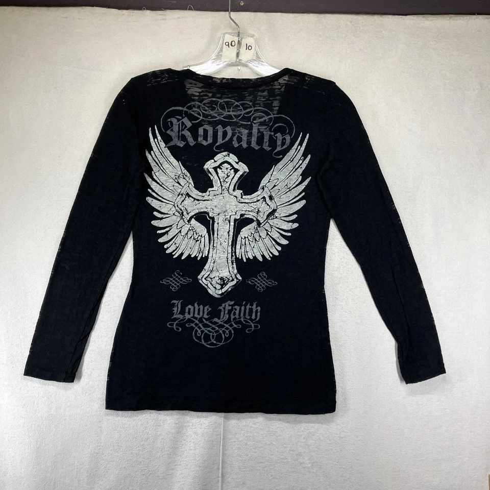 Para mujeres y2k Top Alas Bling Cross Rock Motociclista Grunge Súper Delgado Royalty Love Pequeño Foto 2 de 4