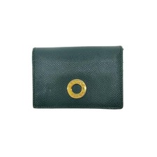 CELINE Leather Card Case GRN Women's