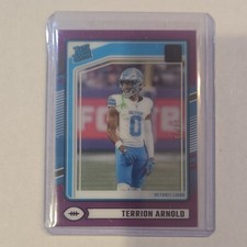 Panini 2024 Clearly Donruss Terrion Arnold #85 Rated Rookie Purple /75 Lions