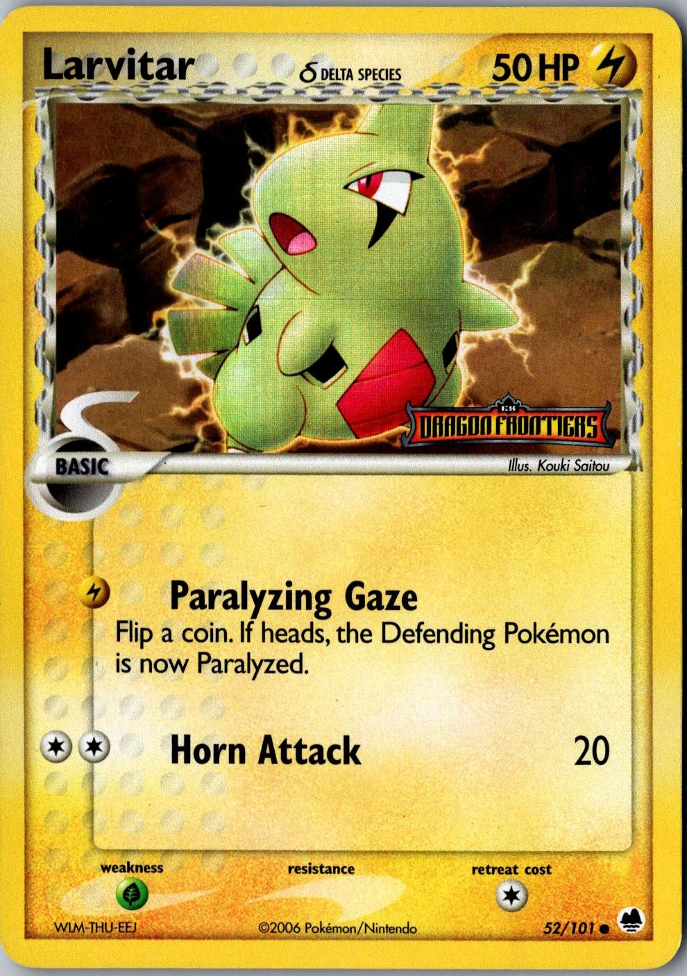 Larvitar Delta Species 52/101 Common Dragon Frontiers LP Pokemon Card