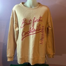 WildFox  But First Cocktails  Women  s Pullover Sweatshirt Size S Pink