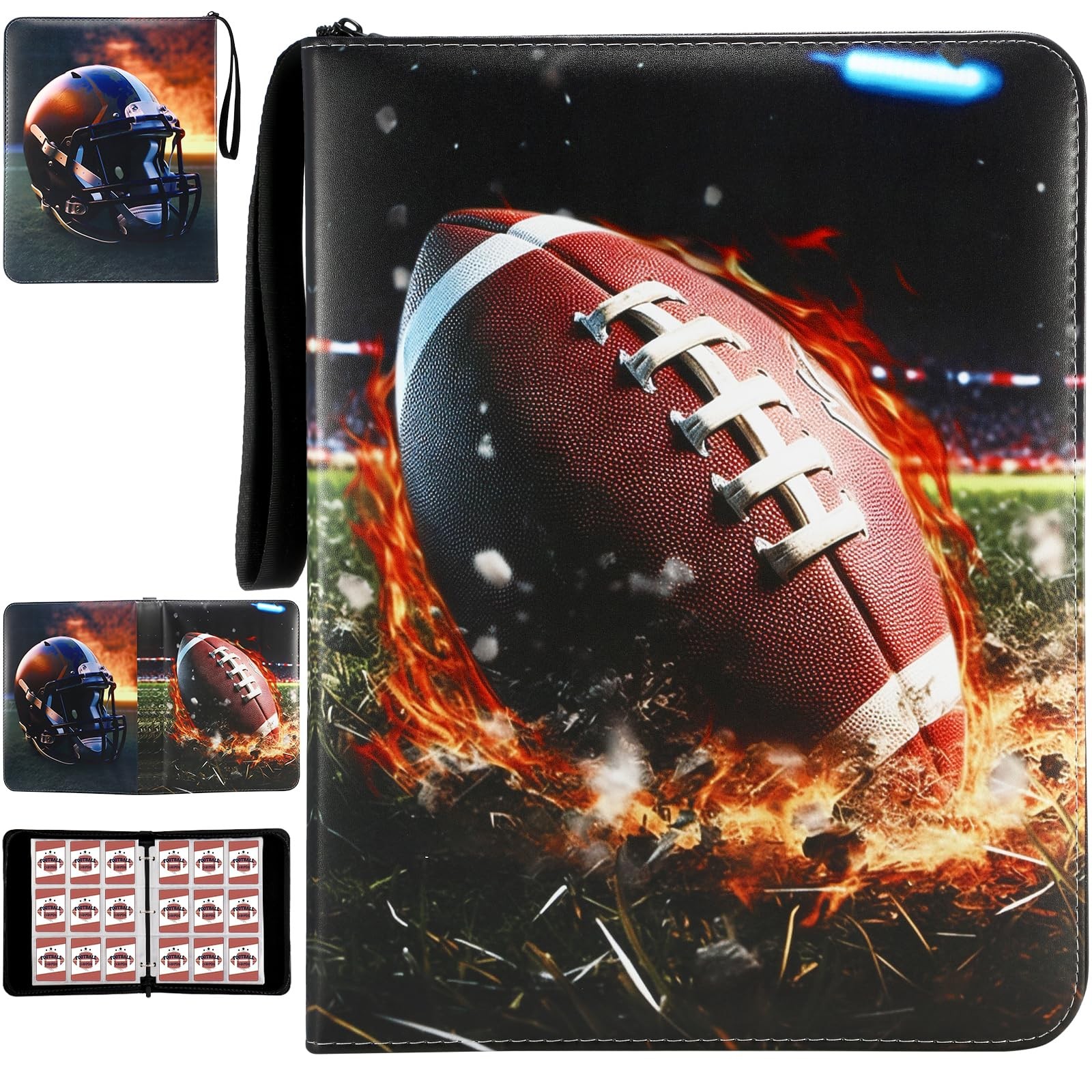 900 Pocket Football Card Binder with Sleeves, Multicolor, 9 Pocket with 50 Re...