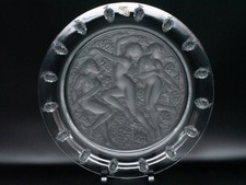 R Lalique Cote D'Or Crystal Charger Plate Bacchanalian Motif France 15.7"
