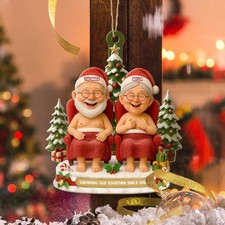 Personalized Funny Couple 2D Flat Ornament, Christmas Keepsake for Partners