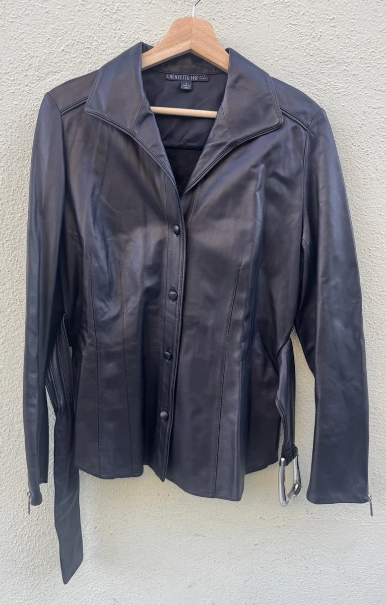 Lafayette 148 New York Black Leather Outer Shell Coats, Jackets