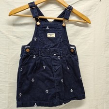OshKosh B'gosh Anchor Overall Skirt Kids 5T Navy Blue Nautical Embroidered Bib