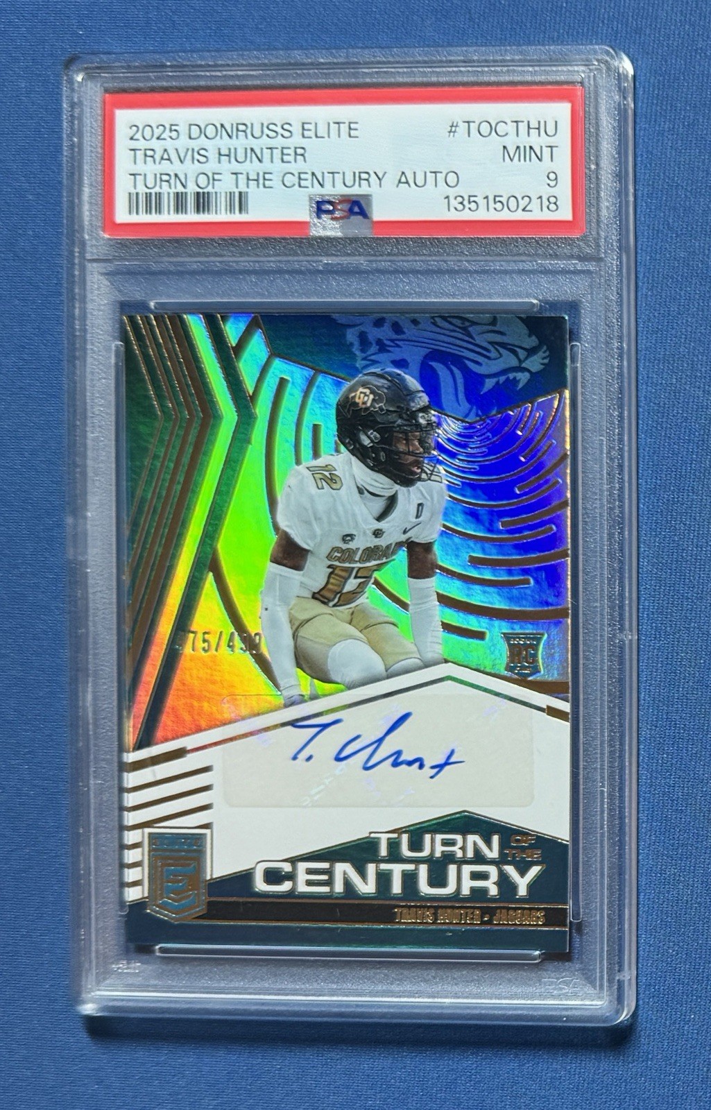 2025 Panini Donruss Elite Travis Hunter Turn Of The Century Auto /499 PSA 9 RC 
