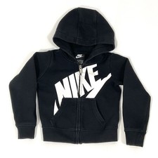 Nike Zip Up Sweatshirt Hoodie Girls Size 4T Shimmer Logo Front Pocket BLACK