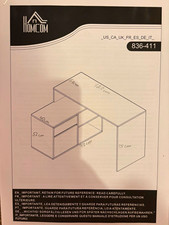 HOMCOM Computer Desk 2 Drawers 2 Shelves Storage Brown/White 836-411