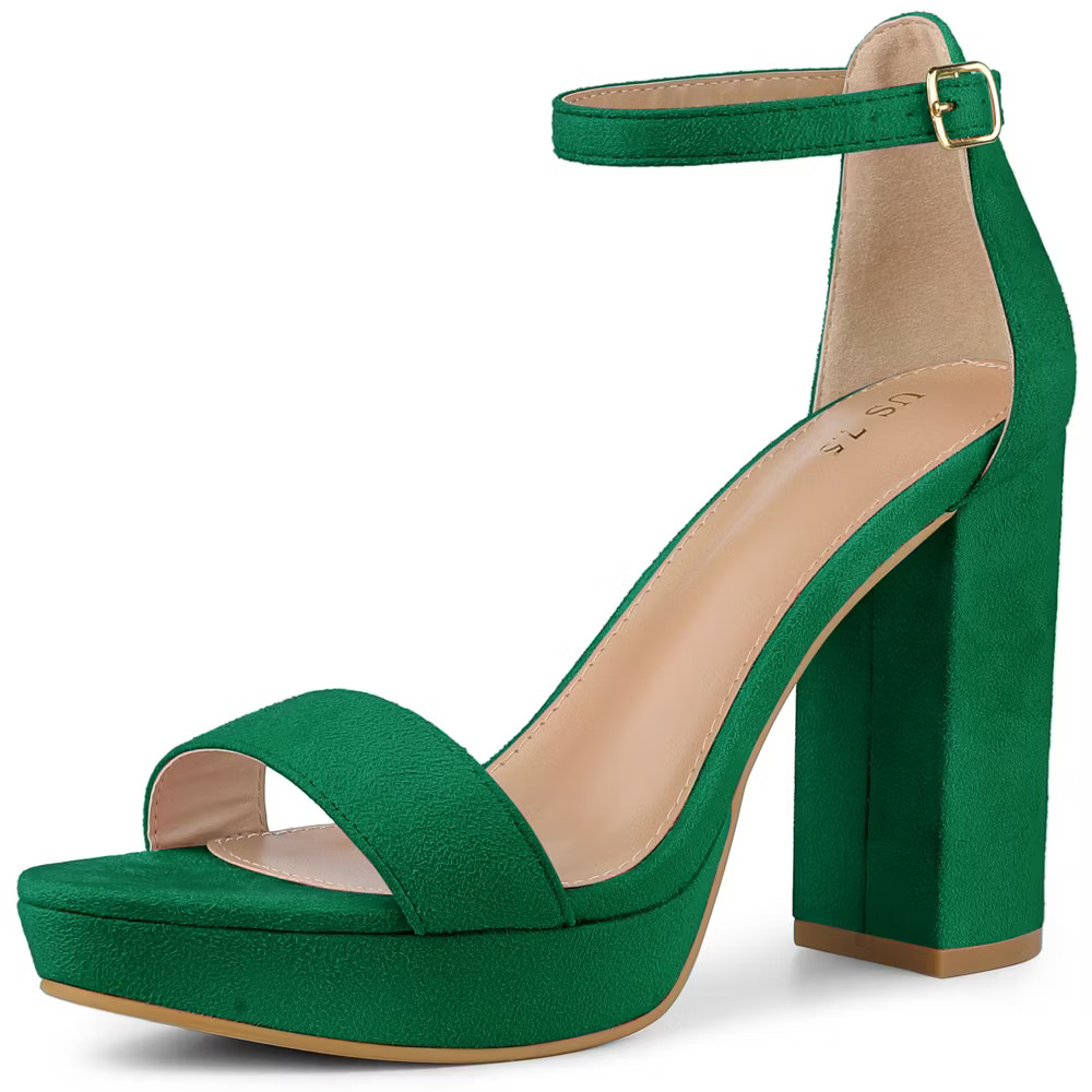 Allegra K Womens Open Toe Ankle Strap Platform Chunky Heels Sandals Candy 10690₽