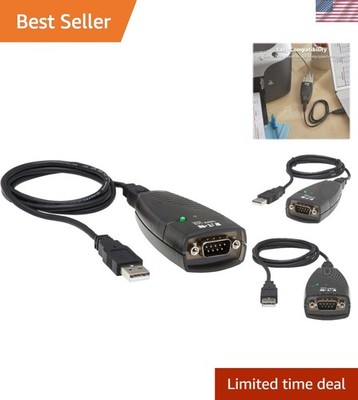 Versatile USB to Serial Adapter - 3ft Cable, LED Status, and Driver Software