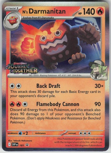 Pokemon N's Darmanitan (Prerelease) 181 SV: Scarlet & Violet Pr... Holofoil P NM