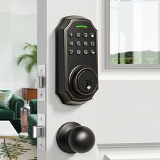 Smart Keyless Entry Door Lock with 2 Knobs,Front Door lock Handle Set,Electro...