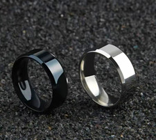 Black & Silver Band Rings 2pc, Size B, Round, Yellow Gold Plated, No Stone