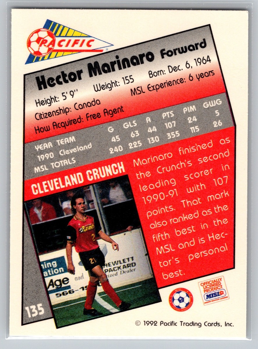 1992 Pacific MSL Soccer Hector Marinaro #135 Cleveland Crunch