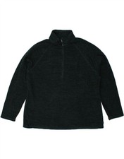 EDDIE BAUER Mens Zip Neck Fleece Jumper 2XL Green Flecked Polyester IL02