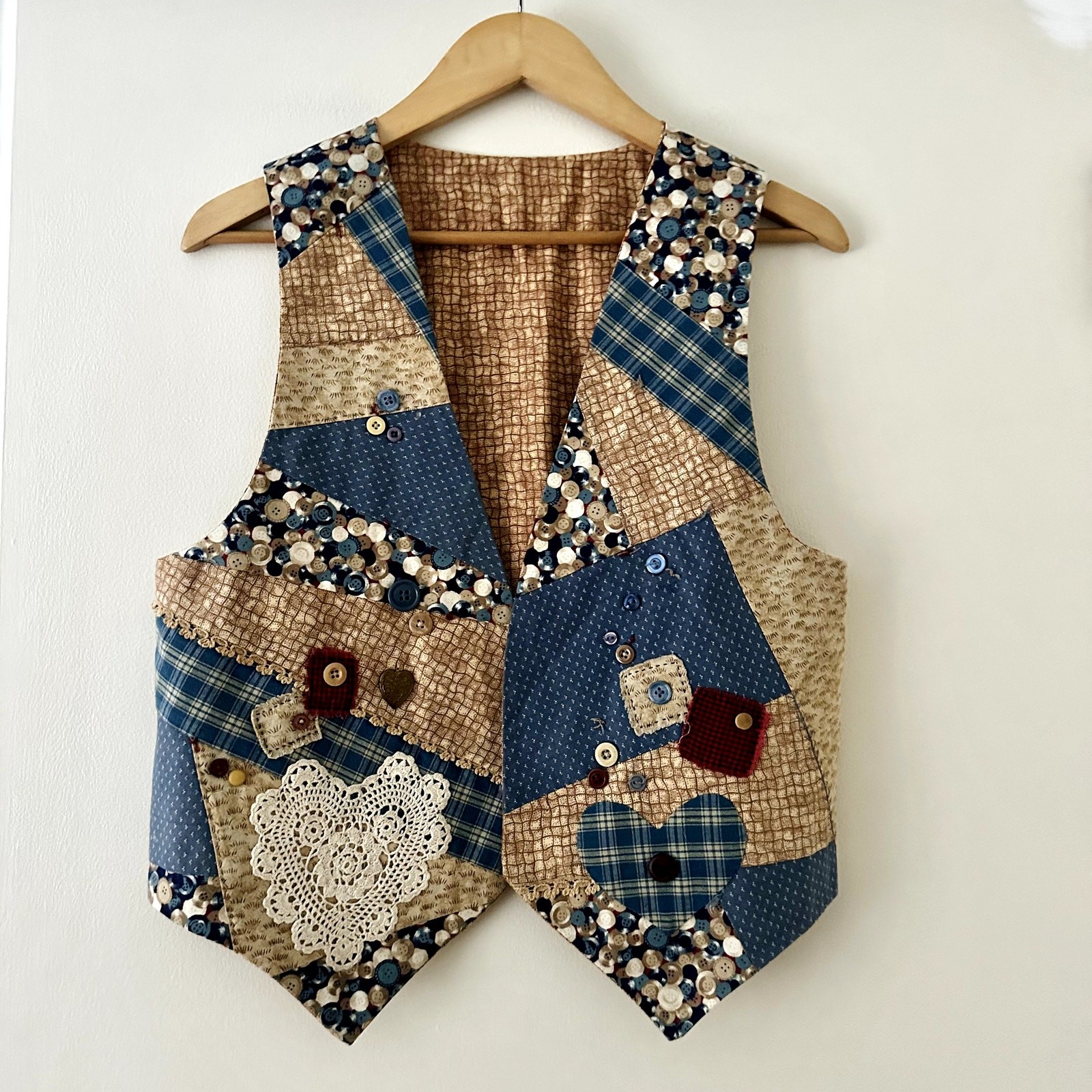 Handmade Artisan Patchwork Vest Sz S/M - image 5