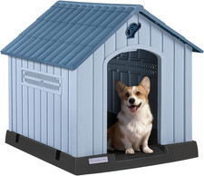Large Dog House Outdoor Indoor, Plastic Dog House Weatherproof for Large Dogs, S