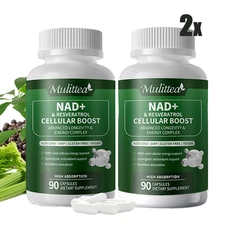 180 Pills NAD+ Nicotinamide Riboside Resveratrol Capsules Anti-Aging Antioxidant