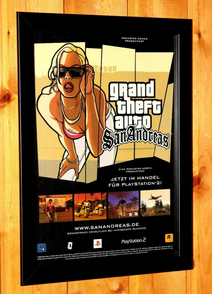 2004 Grand Theft Auto San Andreas PS2 Vintage Werbeblatt Poster / Ad Page Framed - Bild 2 von 4