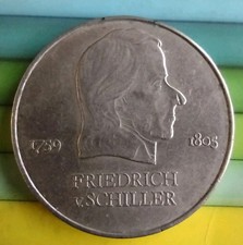 1972  East Germany GDR/DDR Friedrich Von Schiller 20 Mark Coin   N-195