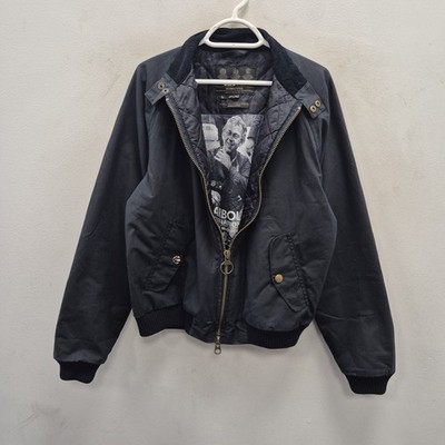 Barbour x Steve McQueen Merchant Wax Waterproof Biker Navy Bomber Jacket Large