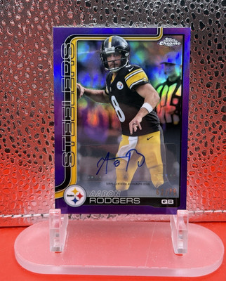 Topps 2025 Chrome Football Aaron Rodgers Steelers BA-AR Auto Base Var 62/75