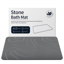 ZIKIBL Stone Bath Mat Bathroom, Diatomaceous Earth Shower Mat, Quick Dry, Grey