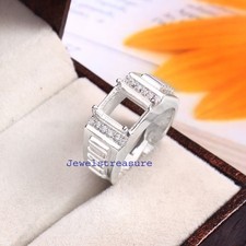 Semi Mount CZ Setting 8X10 MM Emerald Cut 925 Sterling Silver Blank Stone Ring