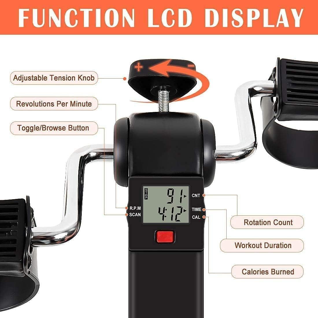 under Desk Bike Pedal Exerciser, Fully Assembled Folding Pedal Exerciser for Arm