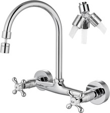 Wall Mount Kitchen Faucet with Sprayer Sink