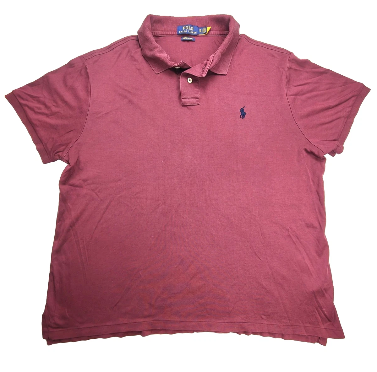 Polo Ralph Lauren Polo Shirt Mens XL Maroon Custom Slim Fit Cotton Logo Casual