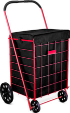 Folding Grocery Basket Cart Shopping Wheel Large Utility Laundry18"X15"X24" BAG 
