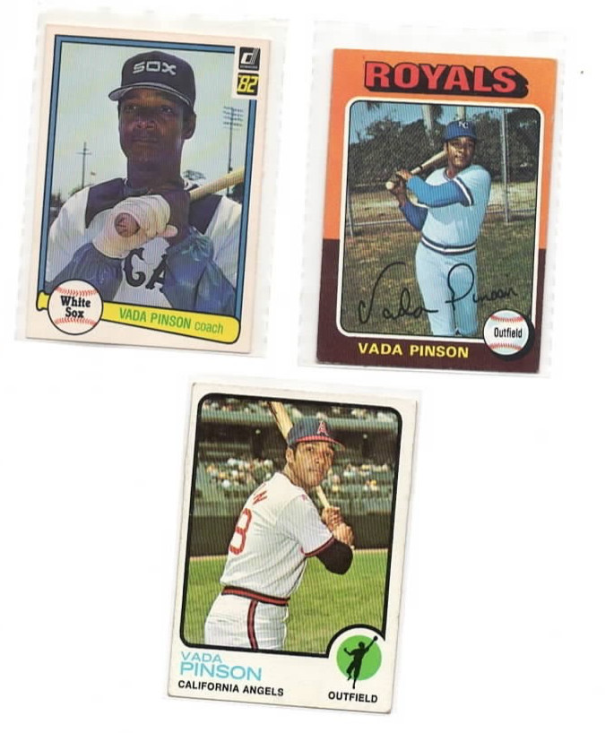 (LOT OF 3) VADA PINSON  1973 TOPPS #75, 1975 TOPPS #295 , 1982 DONRUSS #445