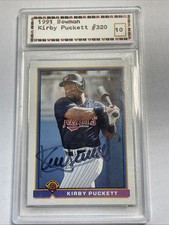Kirby Puckett Signed 1991 Bowman #320 ￼ Autographed Twins Autographed BBA COA 10