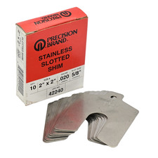 Lot of 10x Precision Brand 42240 Stainless Steel Slotted Shims 2" x 2" .020 5/8"