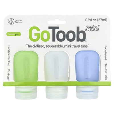 GoToob  Mini, Blue, Clear & Green, 3 Pack, 0.9 fl oz (27 ml) Each