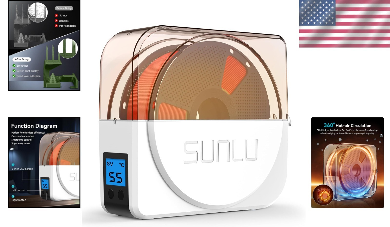 S1 Plus White Filament Dryer Box - Elevate Your 3D Print Quality Effortlessly