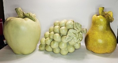 Large Vintage Tuscan Style Fruit Decor Apple Pear Grapes Resin Kitchen Table 12''