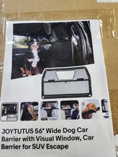 56" Wide Dog Car Barrier with Visual Window, Car Barrier for SUV Escape-Proof...