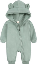 Neonato Bambina Pagliaccetto One Piece Manica Lunga Orso Orecchio Felpa Con Capp