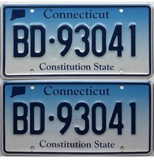 2015 Base Connecticut License Plate PAIR #BD-93041
