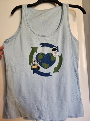Disney Wall-E & Eve Women's Light Blue Earth Recycle Tank Top | Size Small