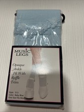 Music Legs  Opaque  Ankle  Hi w/ Ruffle Trim Socks  Blue  Art of Stockings  5'-5'10
