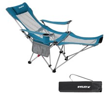 2-in-1 Camping Chair Reclining, Lightweight Folding Camping Chair Cyan Grey