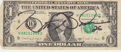Brett Bodine  AUTOGRAPHED-ONE  Dollar Bill  PLUS Autographed Card -Nascar