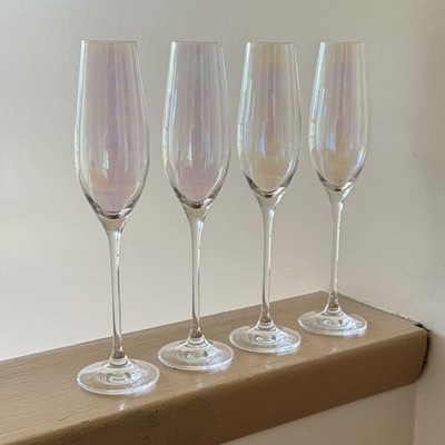 RONA Grace Iridescent Champagne Flutes - Se4 Crystal Stemware, 11'' Elegant